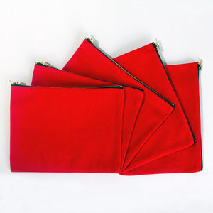 Clutch Bag Red 8"x6" – Cotton Zipper Cosmetic & Makeup Pouch