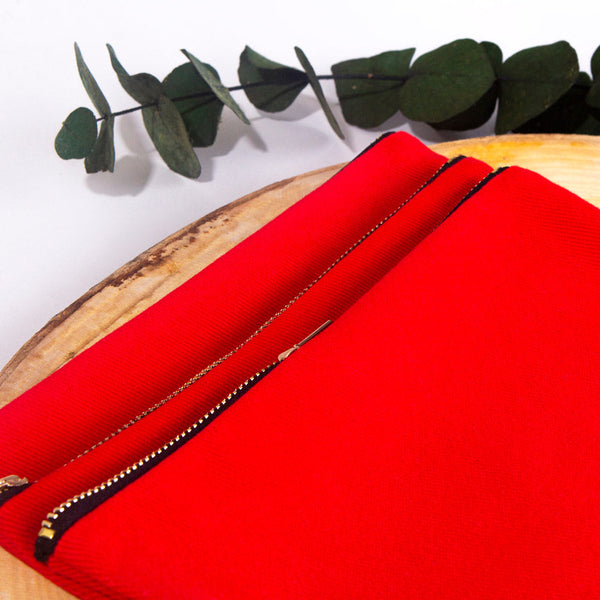 Clutch Bag Red 8"x6" – Cotton Zipper Cosmetic & Makeup Pouch