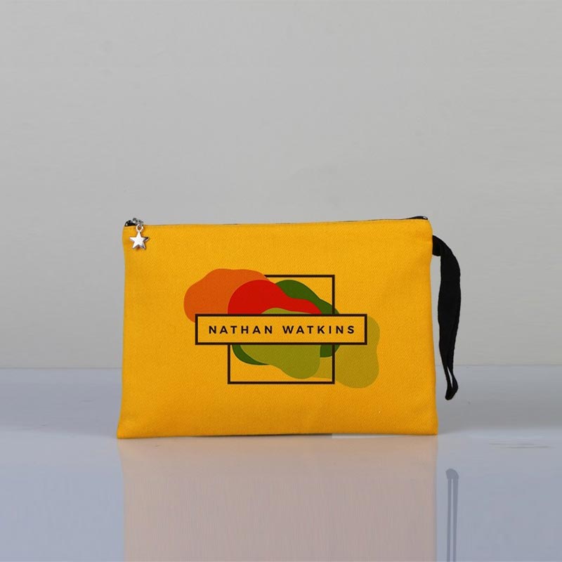 Yellow Clutch Canvas Bag Lined  10"W x 7"H (25 cm x 18 cm)  - (Customize)