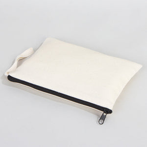 Clutch Unlined Bag - 8"W x 6"H - (Blank) Plain Cotton Pouch with Zipper, Eco-Friendly