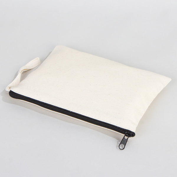 Clutch Unlined Bag - 8"W x 6"H - (Blank) Plain Cotton Pouch with Zipper, Eco-Friendly