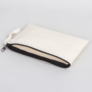 Clutch Unlined Bag - 8"W x 6"H - (Blank) Plain Cotton Pouch with Zipper, Eco-Friendly