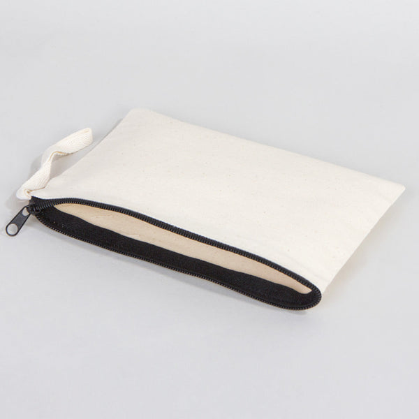 Clutch Unlined Bag - 8"W x 6"H - (Blank) Plain Cotton Pouch with Zipper, Eco-Friendly