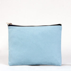 Cotton Clutch Bag Light Blue – 8"x6" Reusable Cosmetic Pouch