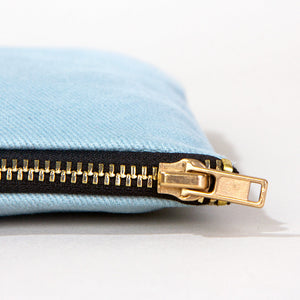 Cotton Clutch Bag Light Blue – 8"x6" Reusable Cosmetic Pouch