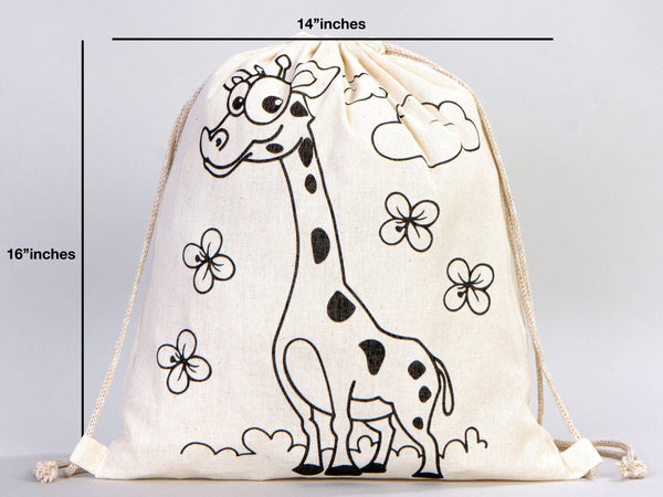 Coloring Animal Backpacks , 14"W x 16"H (35 cm x 40 cm) Kids Art Set - Pamusan.com