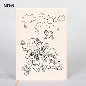 Coloring Canvas Notebook for Kids & Adults | 12 Design Cotton Cover - Pamusan.com