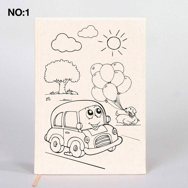 Coloring Canvas Notebook for Kids & Adults | 12 Design Cotton Cover - Pamusan.com