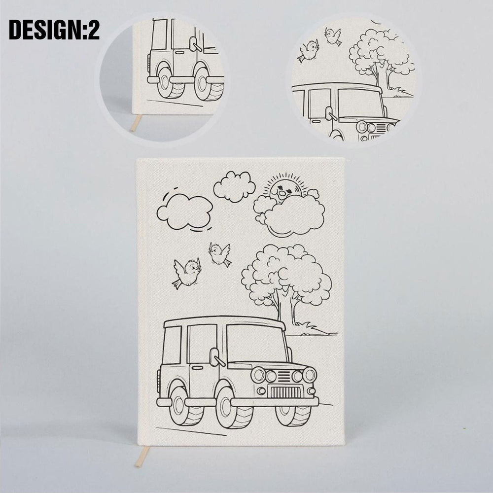 Coloring Canvas Notebook for Kids & Adults | 12 Design Cotton Cover - Pamusan.com