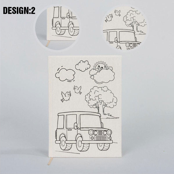 Coloring Canvas Notebook for Kids & Adults | 12 Design Cotton Cover - Pamusan.com