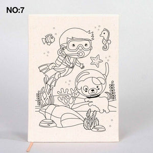 Coloring Canvas Notebook for Kids & Adults | 12 Design Cotton Cover - Pamusan.com