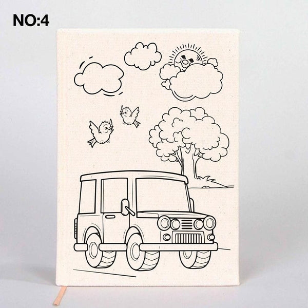 Coloring Canvas Notebook for Kids & Adults | 12 Design Cotton Cover - Pamusan.com