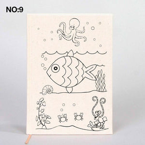 Coloring Canvas Notebook for Kids & Adults | 12 Design Cotton Cover - Pamusan.com