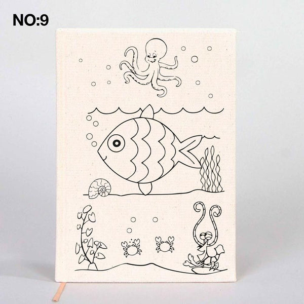 Coloring Canvas Notebook for Kids & Adults | 12 Design Cotton Cover - Pamusan.com