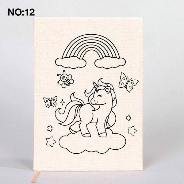 Coloring Canvas Notebook for Kids & Adults | 12 Design Cotton Cover - Pamusan.com
