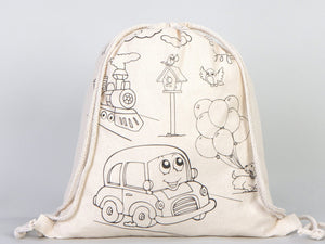 Coloring Plande And Car, NO PENCIL In This Package, 14"W x 16"H (35 cm x 40 cm) Kids Bag Cotton Drawstring Bags For Kids & Schools - Pamusan.com