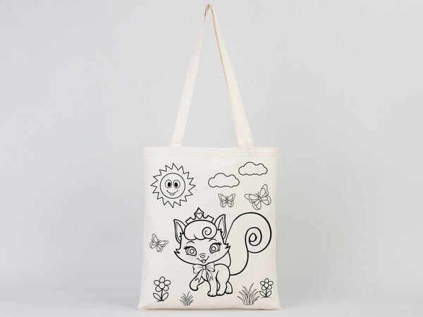 Coloring Tote Bag, 14"W x 16"H (35 cm x 40 cm) NO PENCIL In This Package, Washable Coloring Bag, Unicorn, Cat Coloring For Kids, Gift For Parent - Pamusan.com