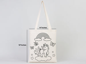Coloring Tote Bag, 14"W x 16"H (35 cm x 40 cm) NO PENCIL In This Package, Washable Coloring Bag, Unicorn, Cat Coloring For Kids, Gift For Parent - Pamusan.com