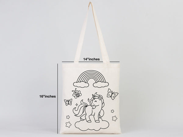 Coloring Tote Bag, 14"W x 16"H (35 cm x 40 cm) NO PENCIL In This Package, Washable Coloring Bag, Unicorn, Cat Coloring For Kids, Gift For Parent - Pamusan.com