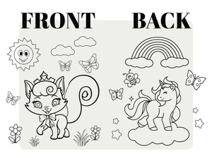 Magical Unicorn and Cat Kids Cotton Drawstring Coloring Bag - 14"x16" (35x40cm) - Pamusan.com