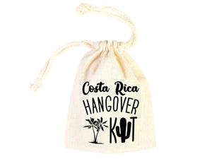 Costa Rica Hangover Bags - Custom Party Bags for Survival & Recovery Kit - Bachelorette Custom Name Print - Organic Cotton Drawstring Pouches - Pamusan.com