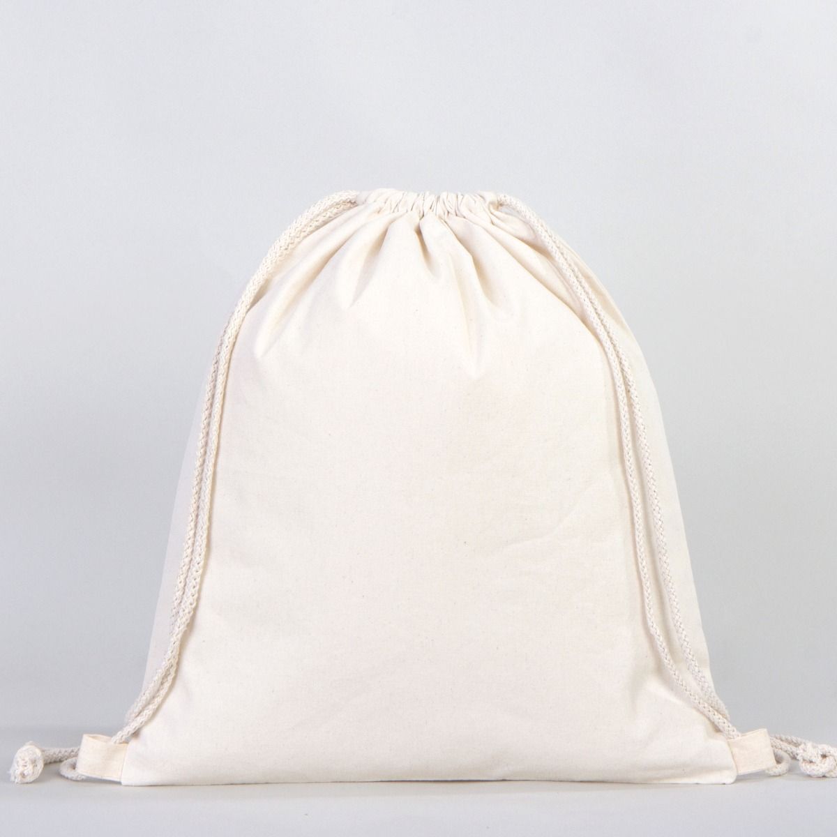 Small Custom 14" W x 16" H (35 cm x 40 cm)  - Gabardine Drawstring Cotton Tote Bag