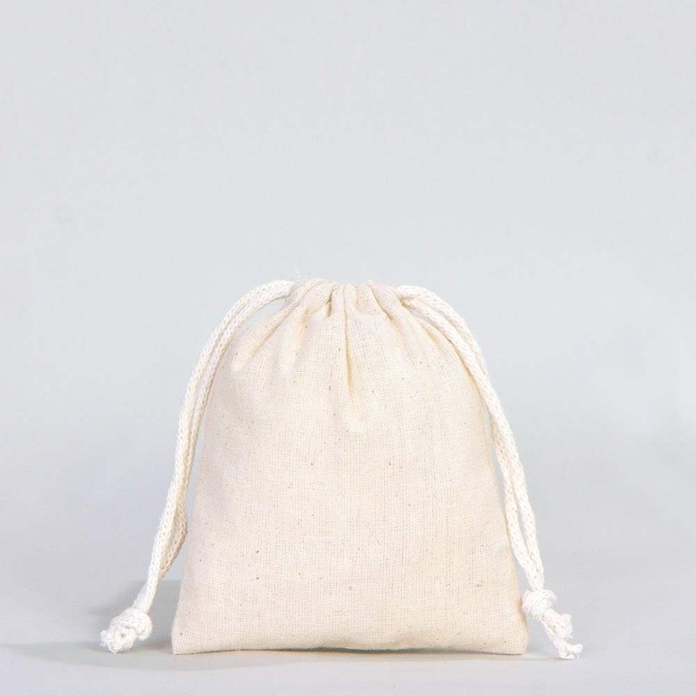 Natural cotton drawstring pouch 4x5 for eco-friendly product packaging