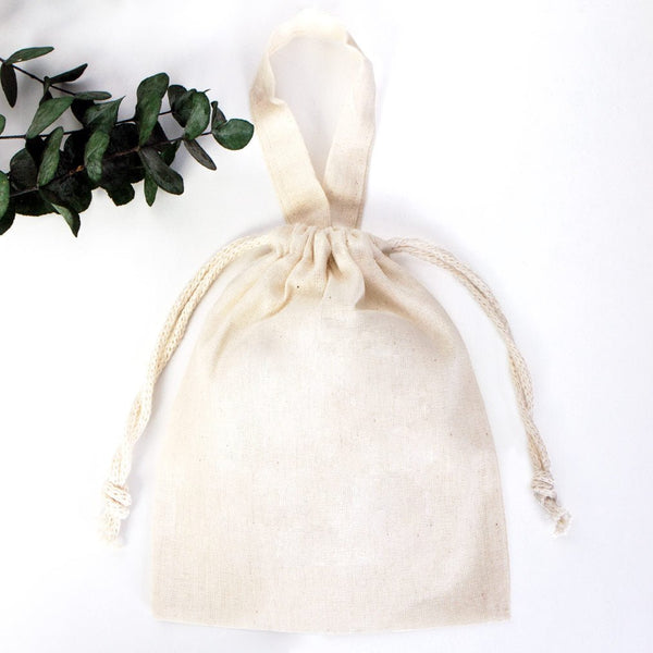 Cotton Pouch Bag 6"x8" – Natural Drawstring Favor Bag with Short Handle - Pamusan.com