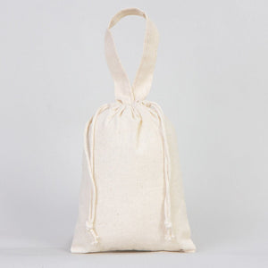 Cotton Pouch Bag 6"x8" – Natural Drawstring Favor Bag with Short Handle - Pamusan.com