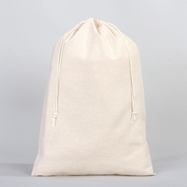 Cotton Pouch Bags 12"W x 16"H - Organic Cotton Double Drawstring Pouch Bags - No Print Wholesale Cotton Bags - Pamusan.com