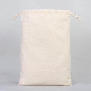 Cotton Pouch Bags 12"W x 16"H - Organic Cotton Double Drawstring Pouch Bags - No Print Wholesale Cotton Bags - Pamusan.com