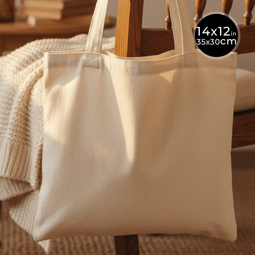 Cotton Shoulder Tote Bag – 14" × 12" (35 × 30 cm) – Natural Blank – 4 oz - Pamusan.com
