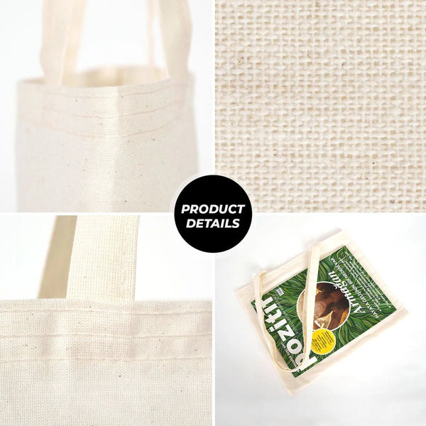 Cotton Shoulder Tote Bag – 14" × 12" (35 × 30 cm) – Natural Blank – 4 oz - Pamusan.com