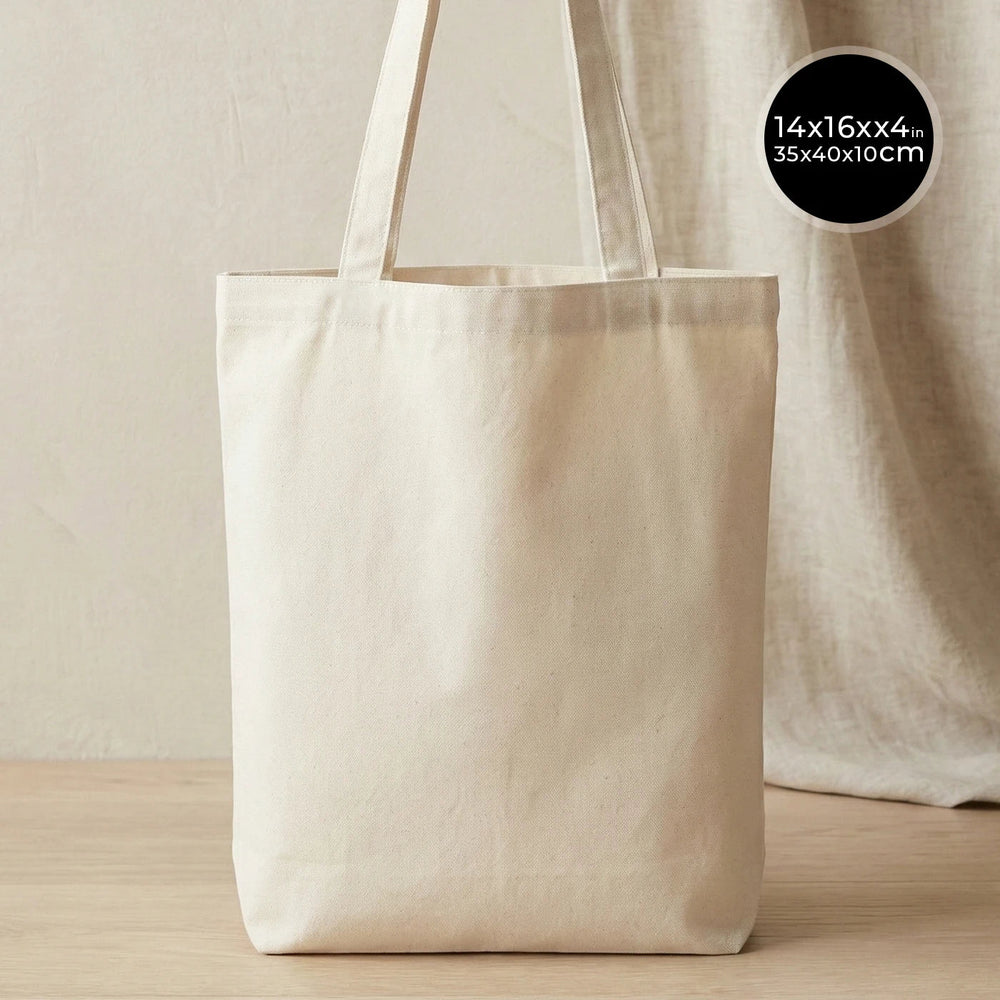 Cotton Tote Bag 14 × 16 × 4 in (35 × 40 × 10 cm), 4 oz – Gusseted - Pamusan.com