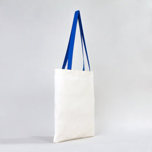 Cotton Tote Bag 14"x16" with Saks Blue Handles – Reusable Eco - Friendly Tote - Pamusan.com