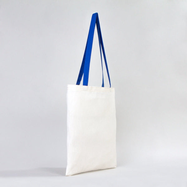Cotton Tote Bag 14"x16" with Saks Blue Handles – Reusable Eco - Friendly Tote - Pamusan.com
