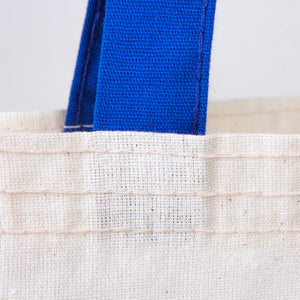 Cotton Tote Bag 14"x16" with Saks Blue Handles – Reusable Eco - Friendly Tote - Pamusan.com