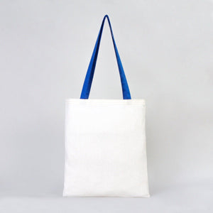 Cotton Tote Bag 14"x16" with Saks Blue Handles – Reusable Eco - Friendly Tote - Pamusan.com