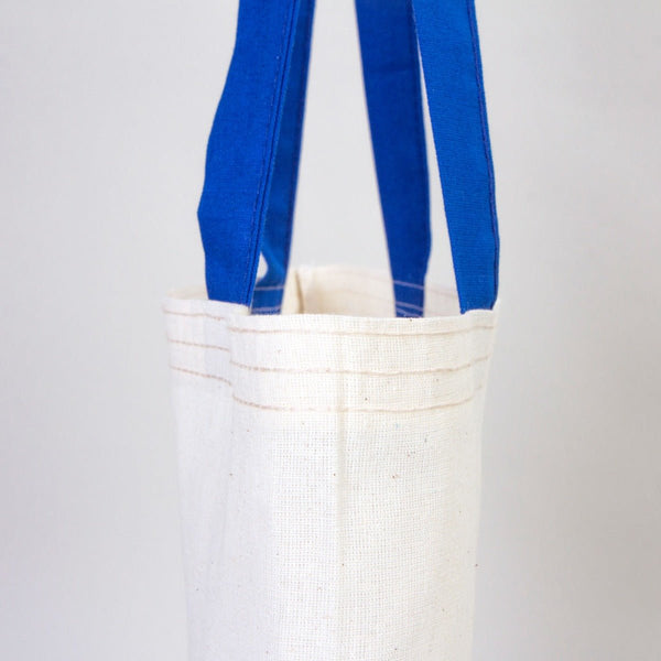 Cotton Tote Bag 14"x16" with Saks Blue Handles – Reusable Eco - Friendly Tote - Pamusan.com