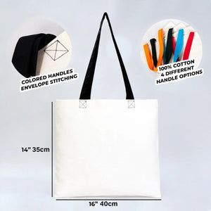 Cotton Tote Bag – 16" × 14" (40 × 35 cm) – Black Handles - Pamusan.com