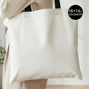Cotton Tote Bag – 16" × 14" (40 × 35 cm) – Black Handles - Pamusan.com