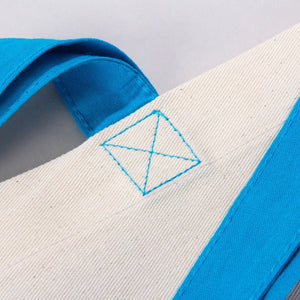 Cotton Tote Bag – 16" × 14" (40 × 35 cm) – Blue Handles - Pamusan.com