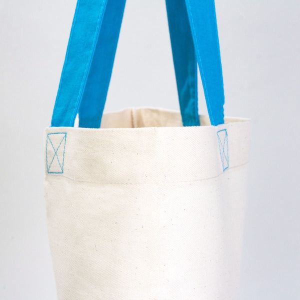 Cotton Tote Bag – 16" × 14" (40 × 35 cm) – Blue Handles - Pamusan.com