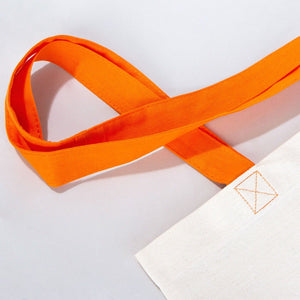 Cotton Tote Bag – 16" × 14" (40 × 35 cm) – Orange Handles - Pamusan.com