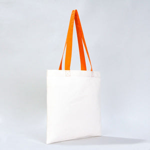 Cotton Tote Bag – 16" × 14" (40 × 35 cm) – Orange Handles - Pamusan.com