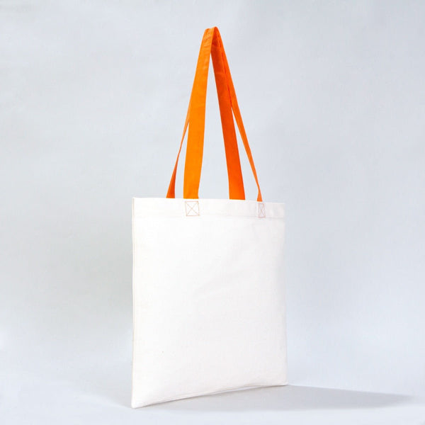 Cotton Tote Bag – 16" × 14" (40 × 35 cm) – Orange Handles - Pamusan.com