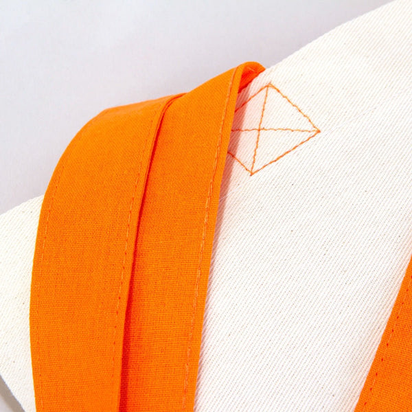 Cotton Tote Bag – 16" × 14" (40 × 35 cm) – Orange Handles - Pamusan.com