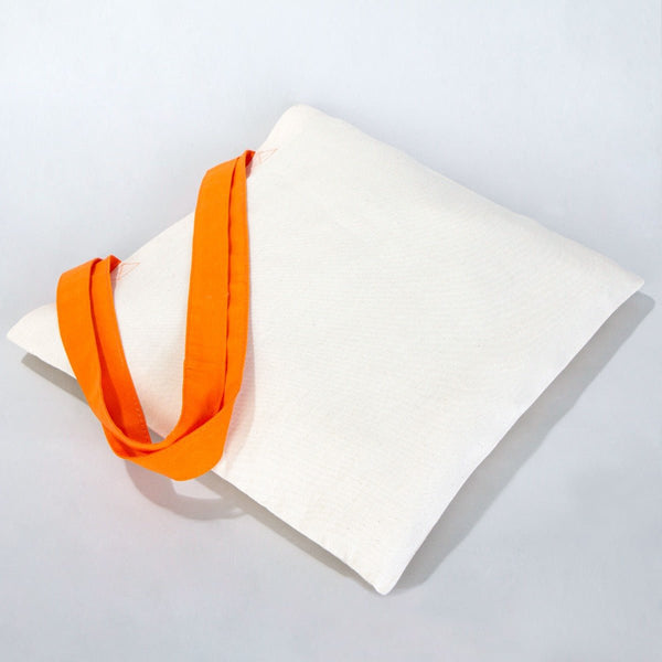 Cotton Tote Bag – 16" × 14" (40 × 35 cm) – Orange Handles - Pamusan.com