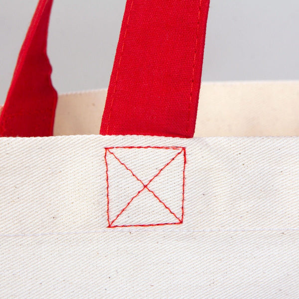 Cotton Tote Bag – 16" × 14" (40 × 35 cm) – Red Handles - Pamusan.com