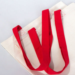 Cotton Tote Bag – 16" × 14" (40 × 35 cm) – Red Handles - Pamusan.com